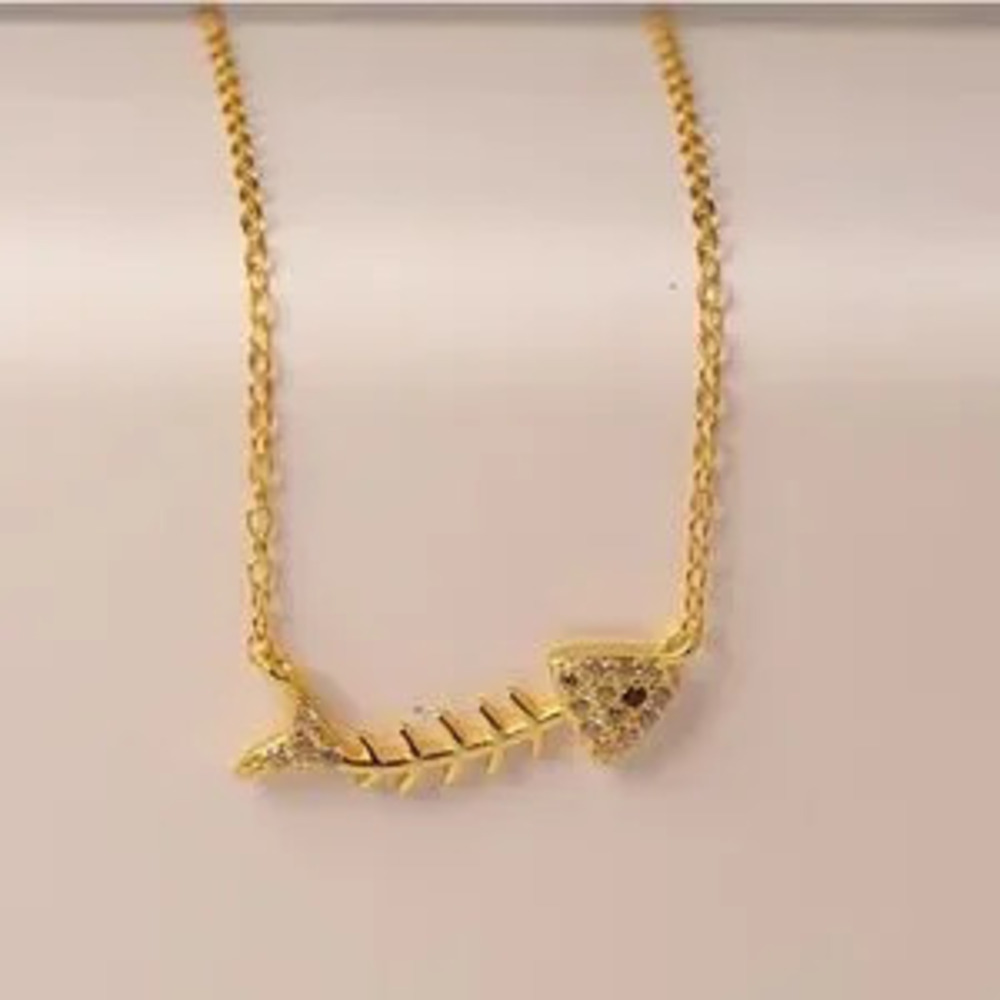 Swarovski Inspired Silver Fishbone Necklace